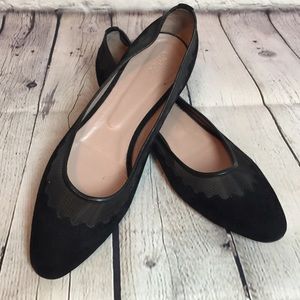 Chloe Black Scalloped Ballet Flats ~ Suede